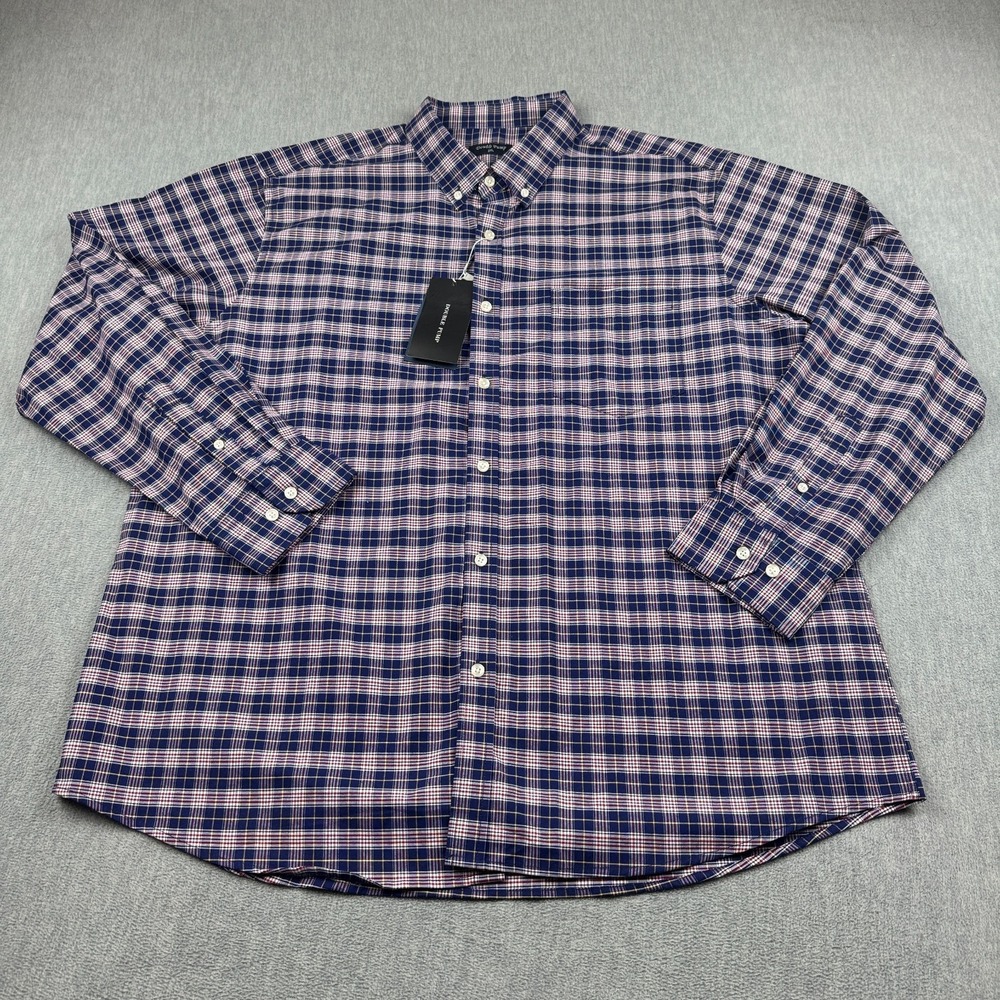Double Pump Shirt Mens 2XL Blue‎ Red Plaid Button Down Regular Fit Classic NWT